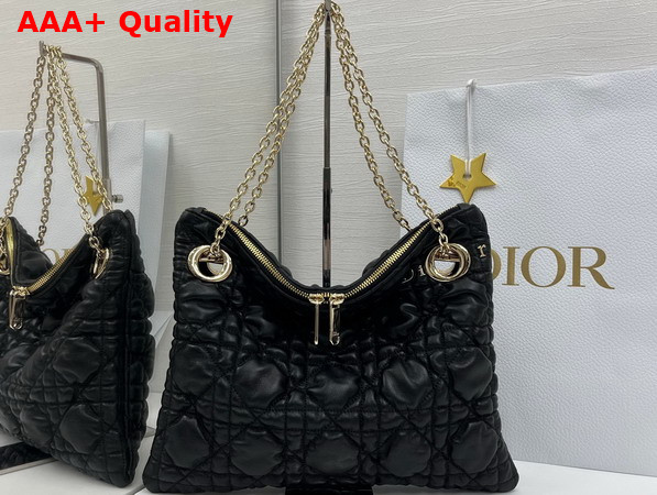 Dior Small Dior Crunchy Bag in Black Puffy Macrocannage Calfskin Replica