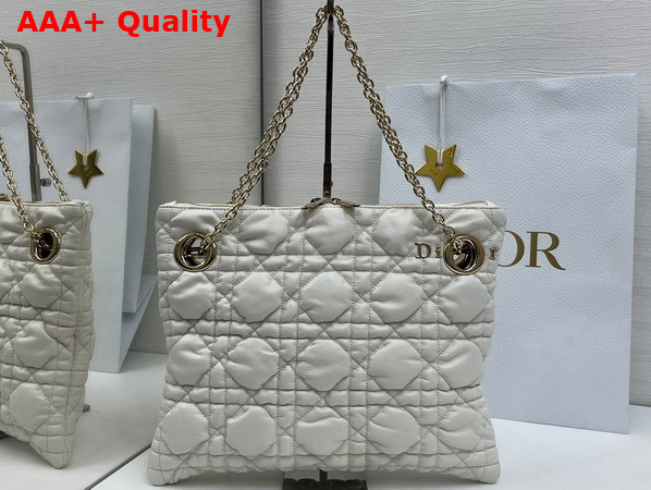 Dior Small Dior Crunchy Bag in Latte Puffy Macrocannage Calfskin Replica