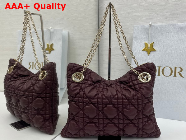 Dior Small Dior Crunchy Bag in Maroon Banner Puffy Macrocannage Calfskin Replica