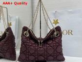Dior Small Dior Crunchy Bag in Maroon Banner Puffy Macrocannage Calfskin Replica