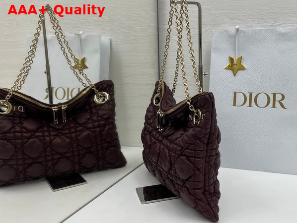 Dior Small Dior Crunchy Bag in Maroon Banner Puffy Macrocannage Calfskin Replica