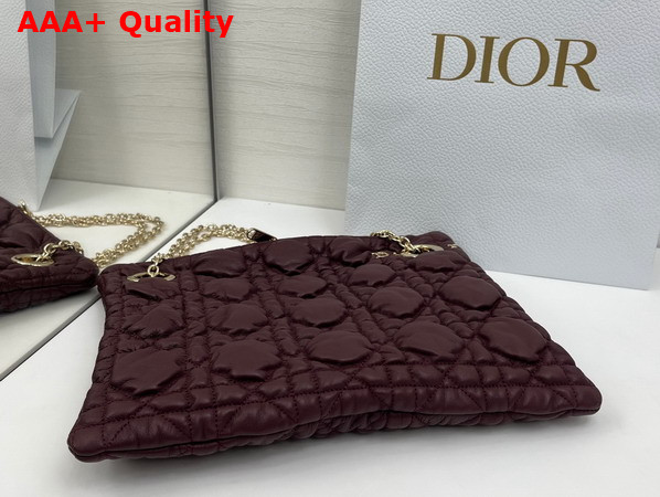 Dior Small Dior Crunchy Bag in Maroon Banner Puffy Macrocannage Calfskin Replica