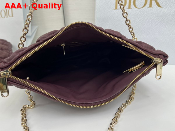 Dior Small Dior Crunchy Bag in Maroon Banner Puffy Macrocannage Calfskin Replica