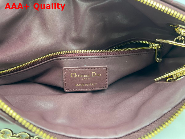 Dior Small Dior Crunchy Bag in Maroon Banner Puffy Macrocannage Calfskin Replica
