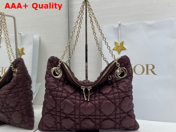 Dior Small Dior Crunchy Bag in Maroon Banner Puffy Macrocannage Calfskin Replica