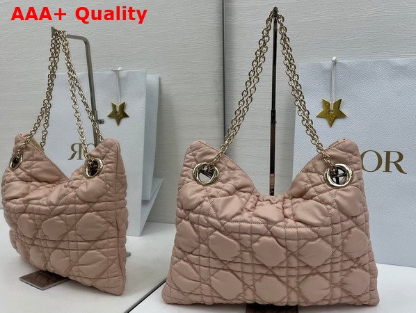 Dior Small Dior Crunchy Bag in Nude Puffy Macrocannage Calfskin Replica