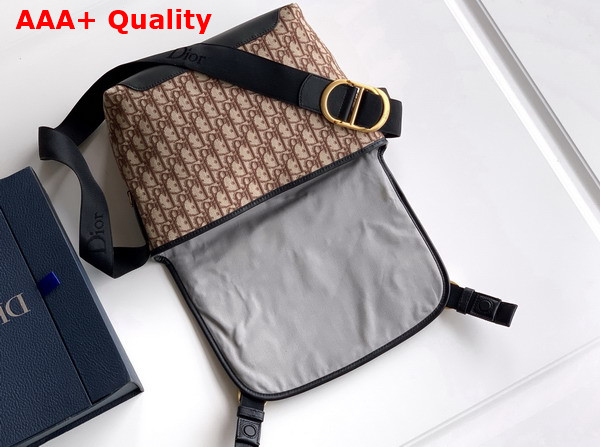 Dior Small Dior Jett Messenger Bag with Flap Brown Dior Oblique Jacquard Replica