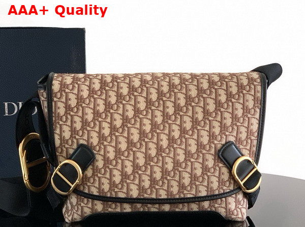 Dior Small Dior Jett Messenger Bag with Flap Brown Dior Oblique Jacquard Replica