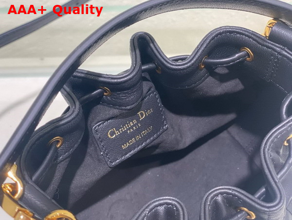 Dior Small Dior Jolie Bucket Bag Black Macrocannage Calfskin Replica