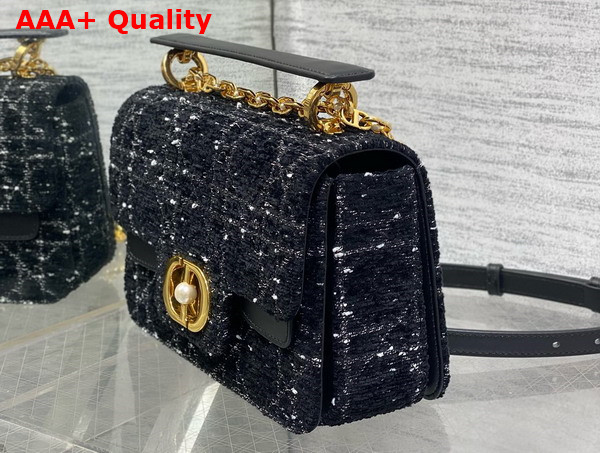 Dior Small Dior Jolie Top Handle Bag in Black and White Cannage Tweed Replica