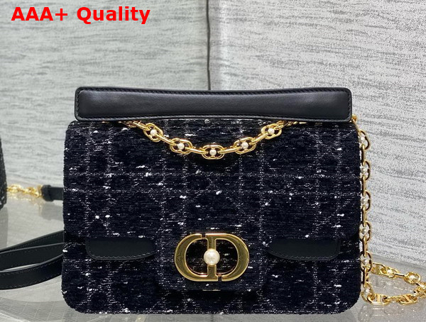 Dior Small Dior Jolie Top Handle Bag in Black and White Cannage Tweed Replica