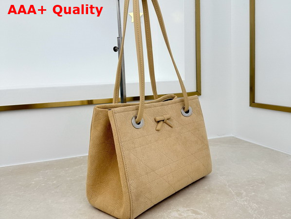 Dior Small Dior Promenade Shopping Bag in Beige Flat Cannage Suede Calfskin Replica