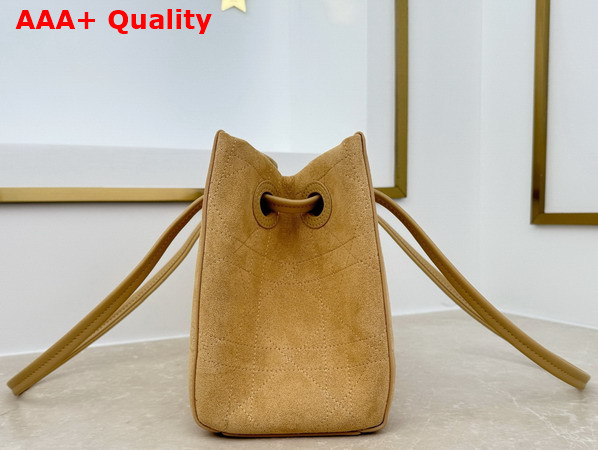 Dior Small Dior Promenade Shopping Bag in Beige Flat Cannage Suede Calfskin Replica
