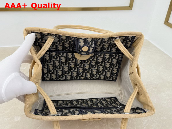 Dior Small Dior Promenade Shopping Bag in Beige Flat Cannage Suede Calfskin Replica