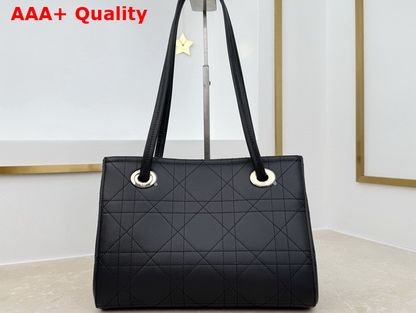 Dior Small Dior Promenade Shopping Bag in Black Flat Cannage Calfskin Replica
