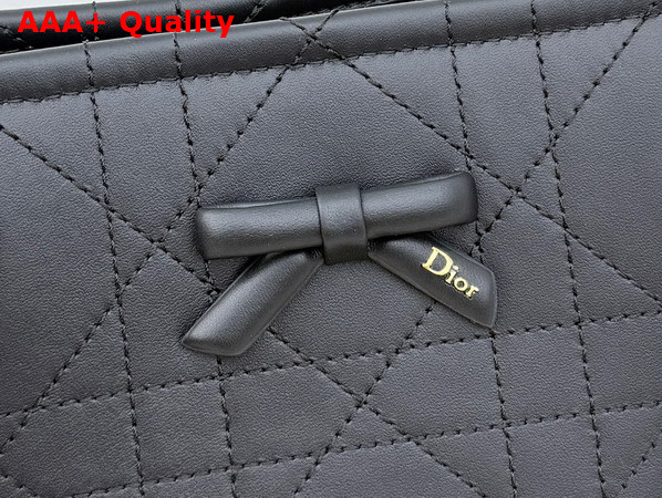 Dior Small Dior Promenade Shopping Bag in Black Flat Cannage Calfskin Replica
