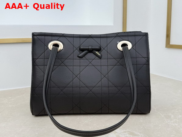 Dior Small Dior Promenade Shopping Bag in Black Flat Cannage Calfskin Replica