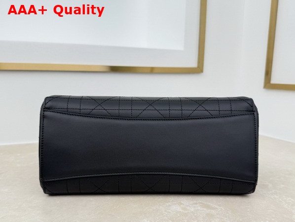 Dior Small Dior Promenade Shopping Bag in Black Flat Cannage Calfskin Replica