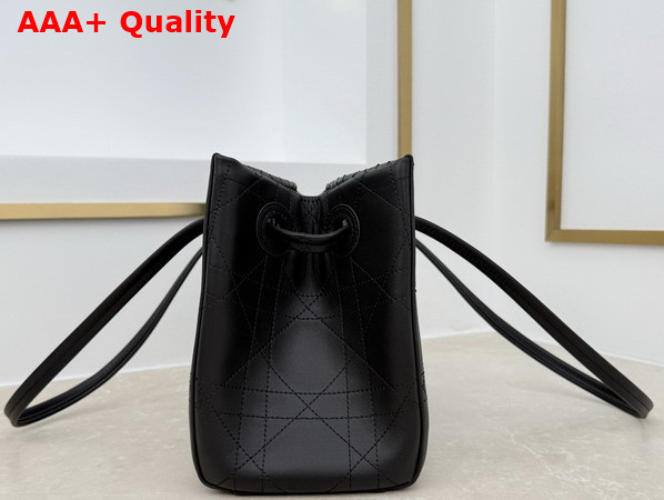 Dior Small Dior Promenade Shopping Bag in Black Flat Cannage Calfskin Replica