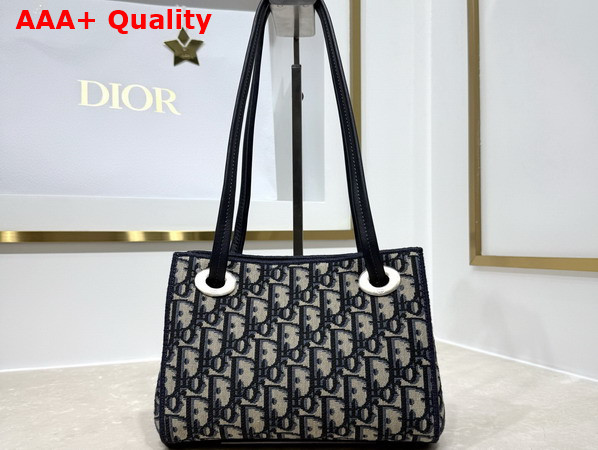 Dior Mini Dior Promenade Shopping Bag in Blue Dior Oblique Jacquard Replica