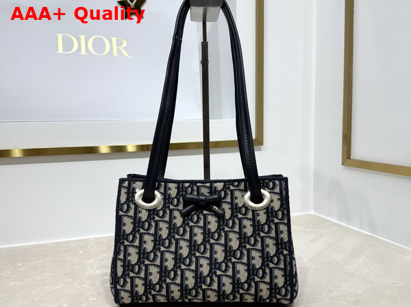 Dior Mini Dior Promenade Shopping Bag in Blue Dior Oblique Jacquard Replica