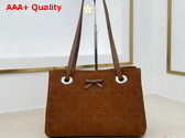 Dior Small Dior Promenade Shopping Bag in Brown Flat Cannage Suede Calfskin Replica