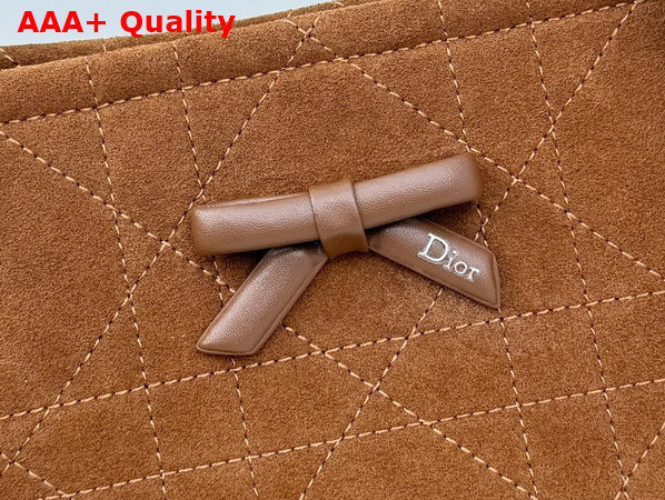 Dior Small Dior Promenade Shopping Bag in Brown Flat Cannage Suede Calfskin Replica