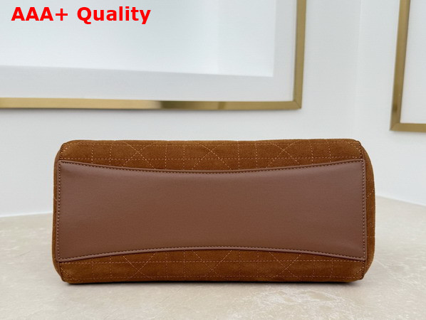 Dior Small Dior Promenade Shopping Bag in Brown Flat Cannage Suede Calfskin Replica