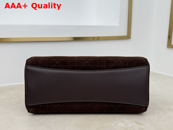 Dior Small Dior Promenade Shopping Bag in Chocolate Flat Cannage Suede Calfskin Replica