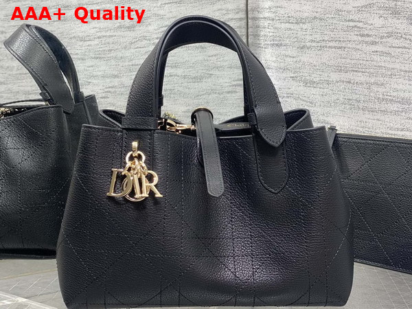 Dior Small Dior Toujours Bag in Black Flat Macrocannage Calfskin Replica