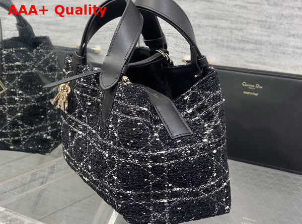 Dior Small Dior Toujours Bag in Black Tweed with White Cannage Motif Replica