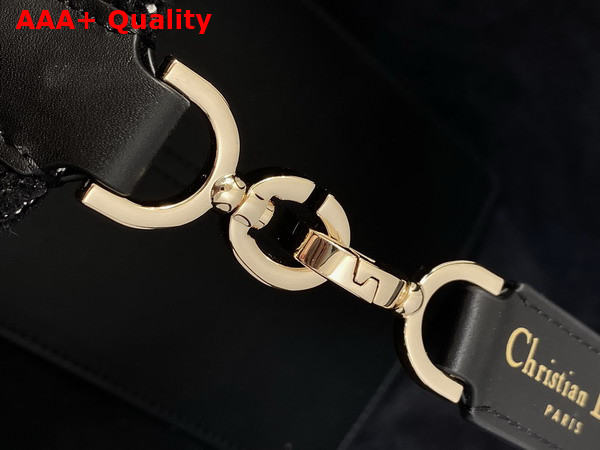 Dior Small Dior Toujours Bag in Black Tweed with White Cannage Motif Replica