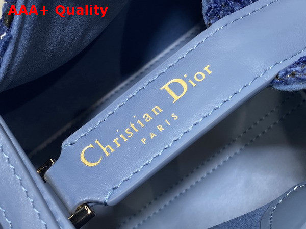Dior Small Dior Toujours Bag in Blue Tweed with White Cannage Motif Replica