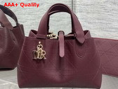 Dior Small Dior Toujours Bag in Burgundy Flat Macrocannage Calfskin Replica