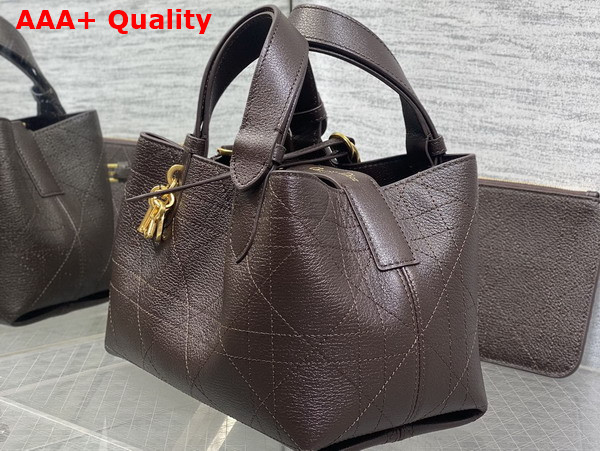 Dior Small Dior Toujours Bag in Chocolate Brown Flat Macrocannage Calfskin Replica