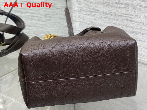 Dior Small Dior Toujours Bag in Chocolate Brown Flat Macrocannage Calfskin Replica