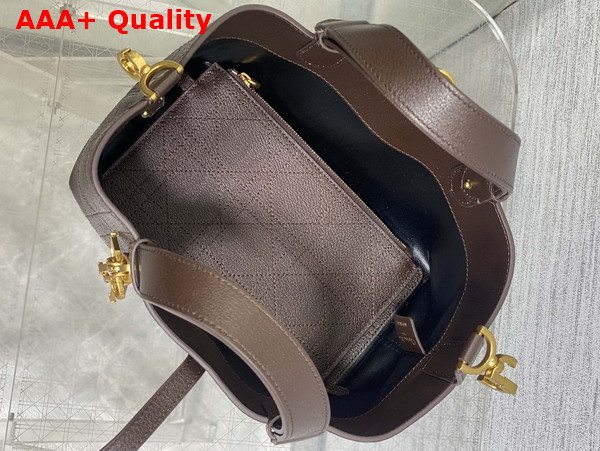 Dior Small Dior Toujours Bag in Chocolate Brown Flat Macrocannage Calfskin Replica