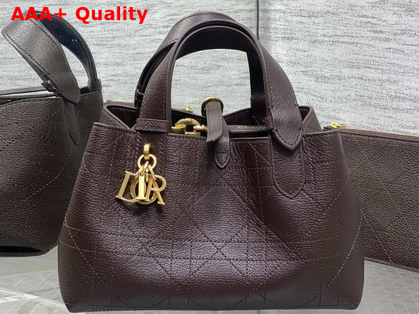 Dior Small Dior Toujours Bag in Chocolate Brown Flat Macrocannage Calfskin Replica