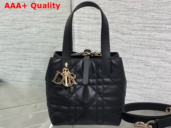 Dior Small Dior Toujours Vertical Bag in Black Macrocannage Calfskin Replica