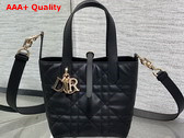 Dior Small Dior Toujours Vertical Bag in Black Macrocannage Calfskin Replica