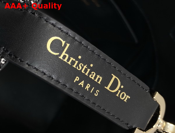 Dior Small Dior Toujours Vertical Tote Bag in Black Tweed with White Cannage Motif Replica