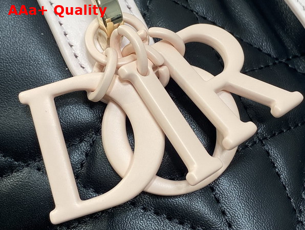 Dior Small Dior Toujours Vertical Tote Bag in Black and Pink Macrocannage Calfskin Replica