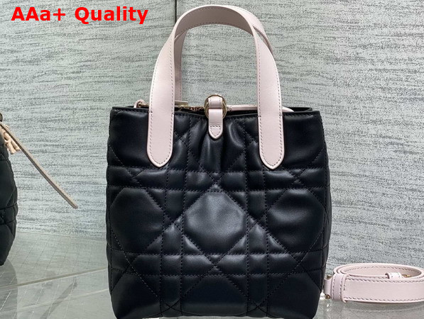 Dior Small Dior Toujours Vertical Tote Bag in Black and Pink Macrocannage Calfskin Replica
