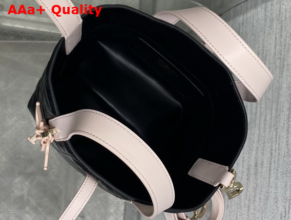 Dior Small Dior Toujours Vertical Tote Bag in Black and Pink Macrocannage Calfskin Replica