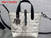 Dior Small Dior Toujours Vertical Tote Bag in Latte and Black Macrocannage Calfskin Replica