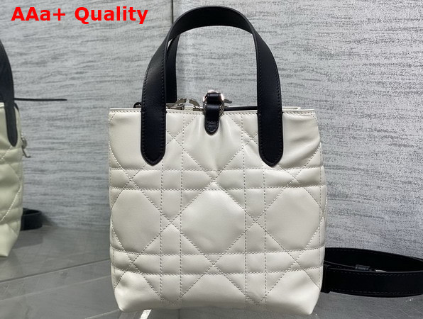 Dior Small Dior Toujours Vertical Tote Bag in Latte and Black Macrocannage Calfskin Replica