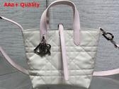 Dior Small Dior Toujours Vertical Tote Bag in Latte and Rose Macrocannage Calfskin Replica