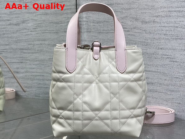 Dior Small Dior Toujours Vertical Tote Bag in Latte and Rose Macrocannage Calfskin Replica