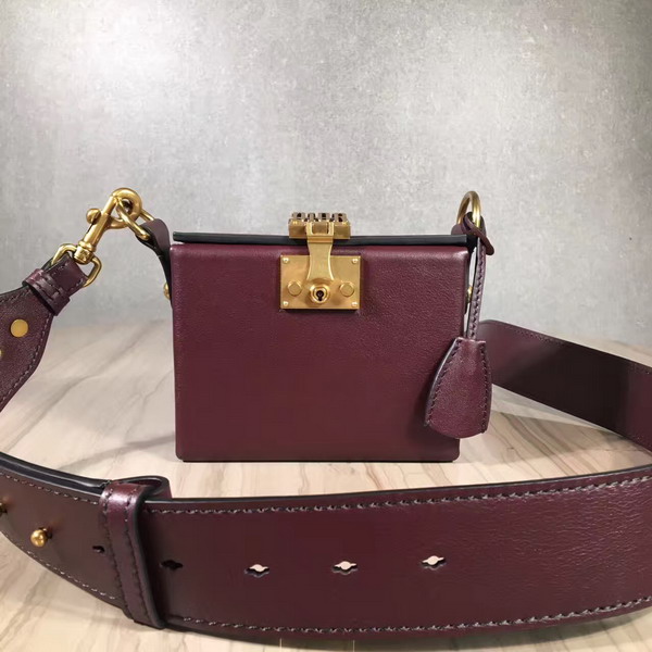 Dior Small Dioraddict Lockbox Bag in Smooth Amaranth Coloured Calfskin For Sale