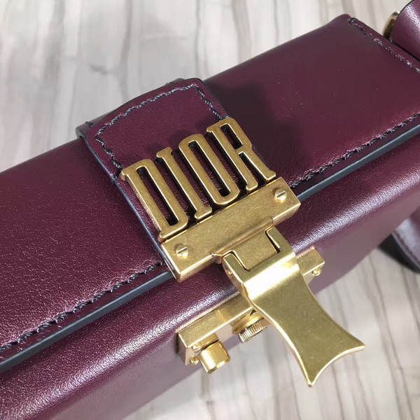 Dior Small Dioraddict Lockbox Bag in Smooth Amaranth Coloured Calfskin For Sale